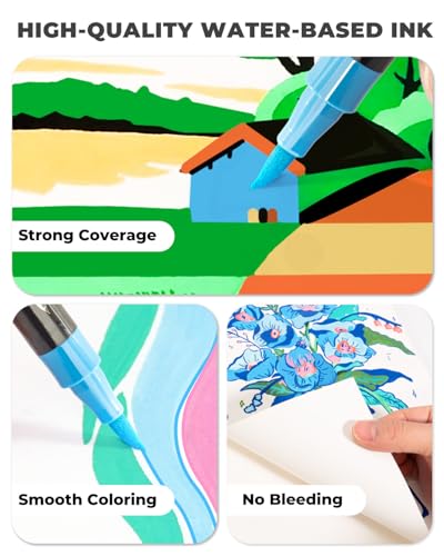 Image of JusArt Acrylic Paint Markers 36 Colors, Dual Tip Art Supplies with Canvas | Acrylic Markers for Kids, Paint Pens for Wood Glass Fabric, School Supplies & Classroom Must Haves, Great Gift for Artists.