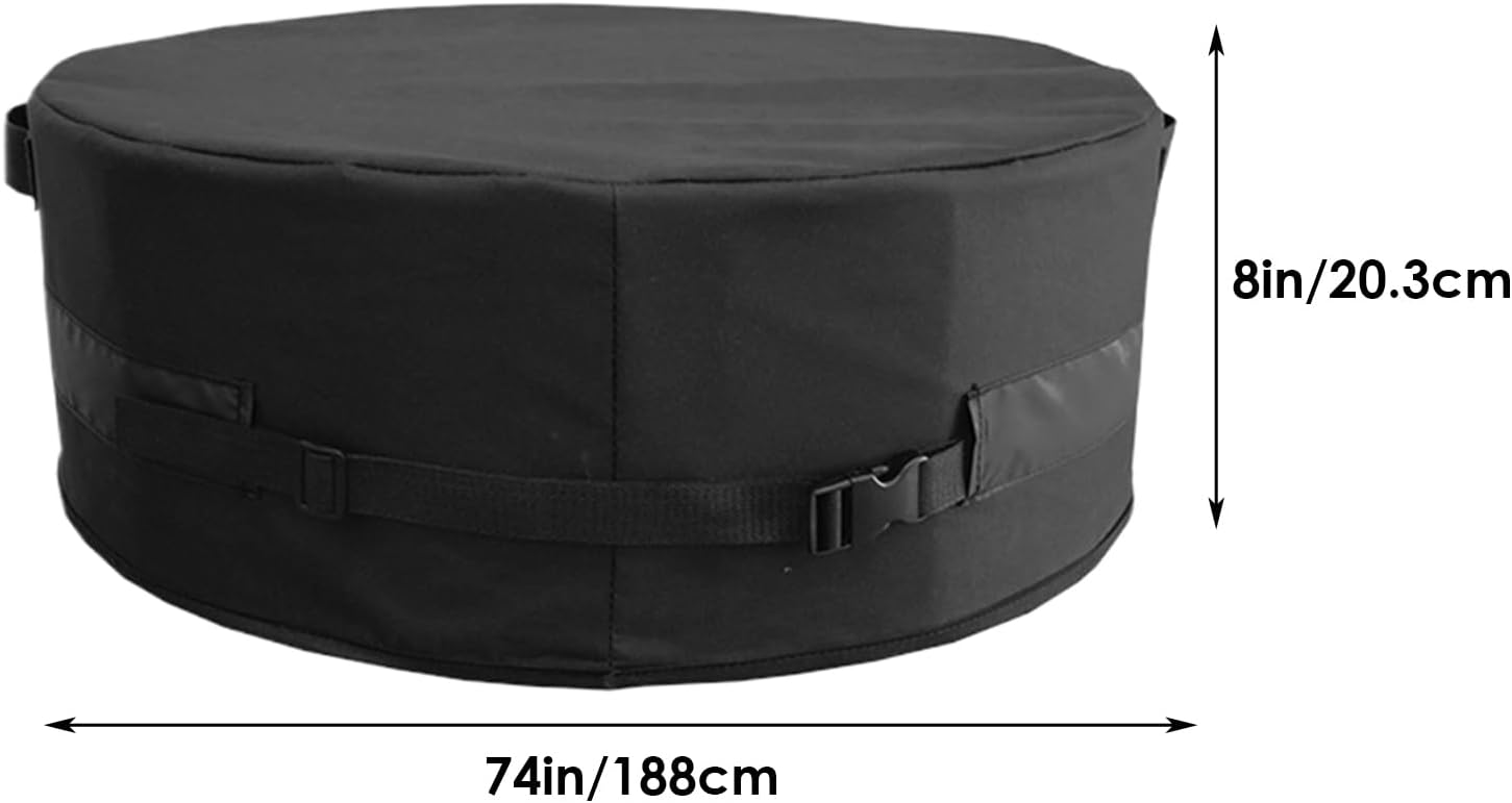 Outdoor Fire Pit Cover - 600D Oxford Adjustable Windproof Dustproof - Round Fireplace Cover Outdoor | for Garden Yard Patio Balcony Lawn Grassland