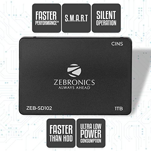 Image of Zebronics SD102 2.5 inch 1TB SSD, SATA III, 550MB /s Data Speed, Ultra Low Power, Silent Operation, S.M.A.R.T. Technology and Thermal Management