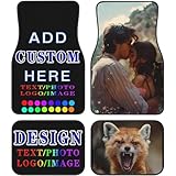 Custom Car Floor Mats for 4 Pieces Personalized Universal Car Foot Mats Add Your Photo Image Logo Text Customized Auto Interior Decorative Protection Foot Non Slip Carpet for for Sedan Truck Van SUV