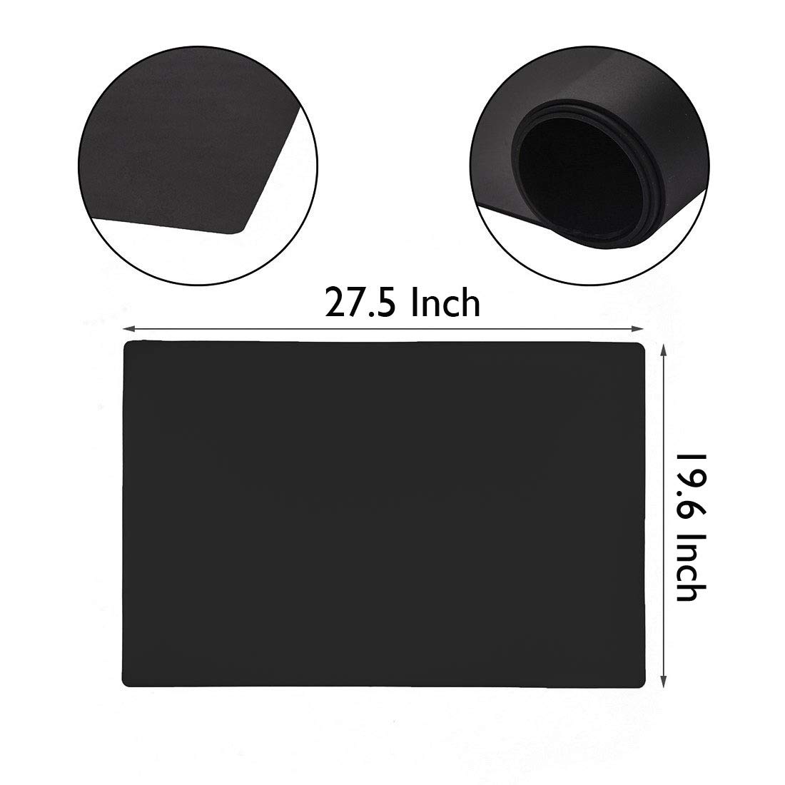 60 x 50 cm große Silikon-Platzdeckchen für Bastelarbeiten, flexibel, vielseitig einsetzbar, extragroß, rutschfest, wasserdicht, Backmatte, schwarz, 1 Stück