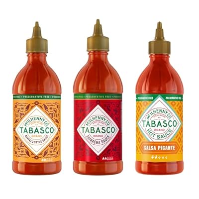 TABASCO 3-pack: Sriracha  Búfalo y Salsa Picante 256 ml. Pack de 3 Botellas de 256 ml Fáciles de Apretar. Sin Gluten  Sin Conservantes ni Grasas.
