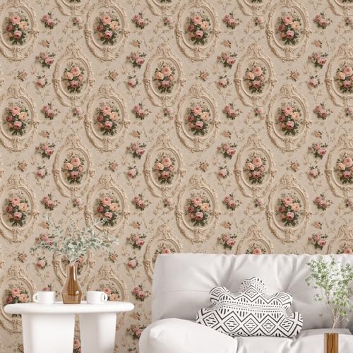 Image of PAPER PLANE DESIGN Vintage Floral Peel & Stick Wallpaper Roll | Decorative Self-Adhesive Wall Covering | 16 in x 90 in (A)