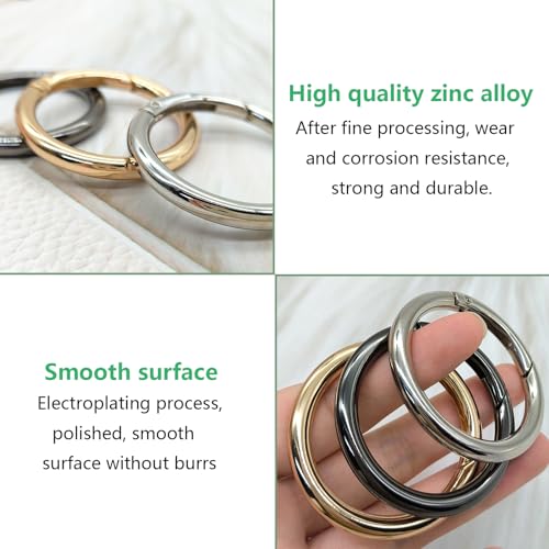 XCSJ 10PCS Round Carabiner 49mm Large Round Carabiner Snap Hook Round Spring Snap Ring Carabiner for Handbag, Bags, Keychain, Crafts (3 Colour) - Image 3