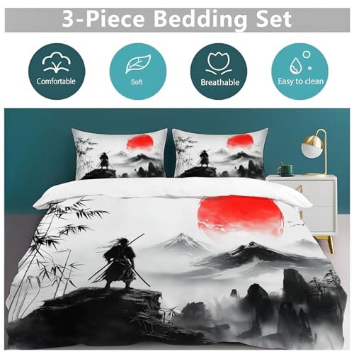 Housse de couette samouraï textile doux et léger paysage japonais imprimé - 6
