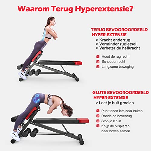 Finer Form Multifunctionele halterbank - verstelbare halterbank voor bankdrukken, rugverlengingen en sit-ups - Gebruik hem als zitbank of als zitbank - Afbeelding 3