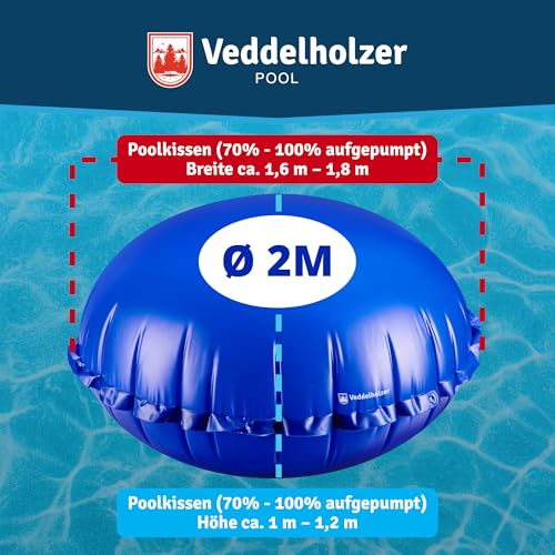 Veddelholzer XXL Ø2 m Poolkissen rund Set Inkl. 6 m Befestigungsseil & Reparaturkit Luftkissen zur Poolabdeckung. Perfektes Pool Zubehör zur Überdachung Abdeckung im Winter und bei schlechtem Wetter
