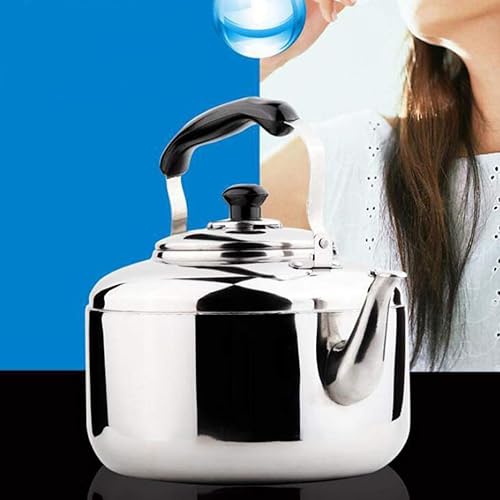 Miniatura 8 de Hervidor de té de acero inoxidable de 4 litros, tetera de acero inoxidable, tetera de gran capacidad, hervidor de té con mango anti-caliente,