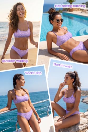 Image of Beautikini Period Spaghetti Straps Bikini Swimwear Bathing Suit for Women | Leakproof Bathing Suit,Removable Pads,Tie Back Spaghetti Straps,4-Layer Leak Proof Lining,Bikini Top and Low Waist Bottoms
