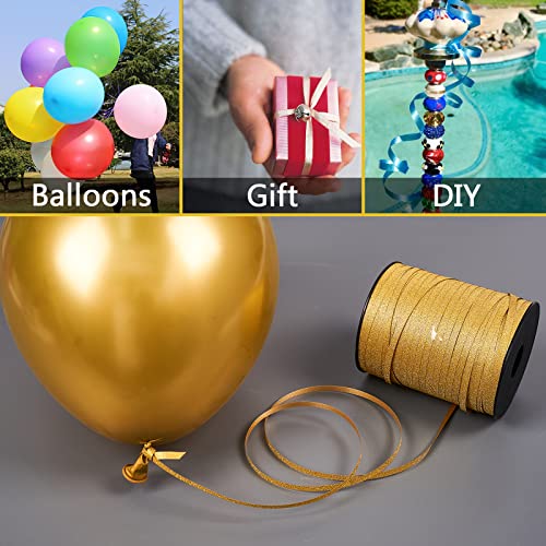 Image of PartyWoo Gold Ribbon - 500 Yard Curling Ribbon for Crafts, Balloons, Gift Wrapping, Florist Flowers (1 Roll)