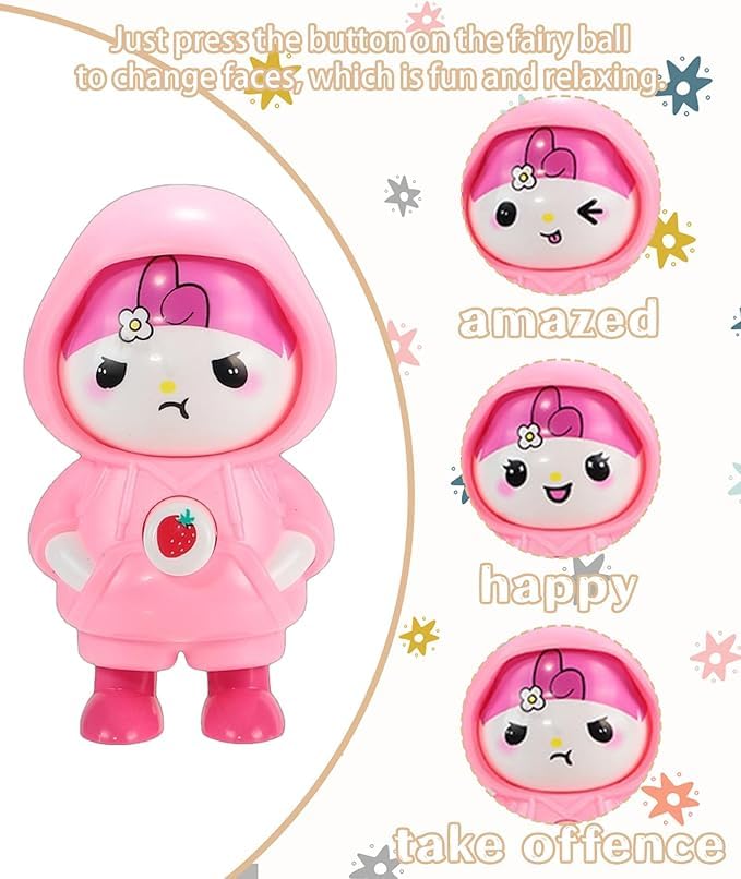 Image of WOYAX Face Changing Keychain with 3 Expressions 3D Cartoon Character ABS Toy Key Holder Unisex Keychain for Bags, Cars & Gifts Cute Action Figure for Kids & Adults