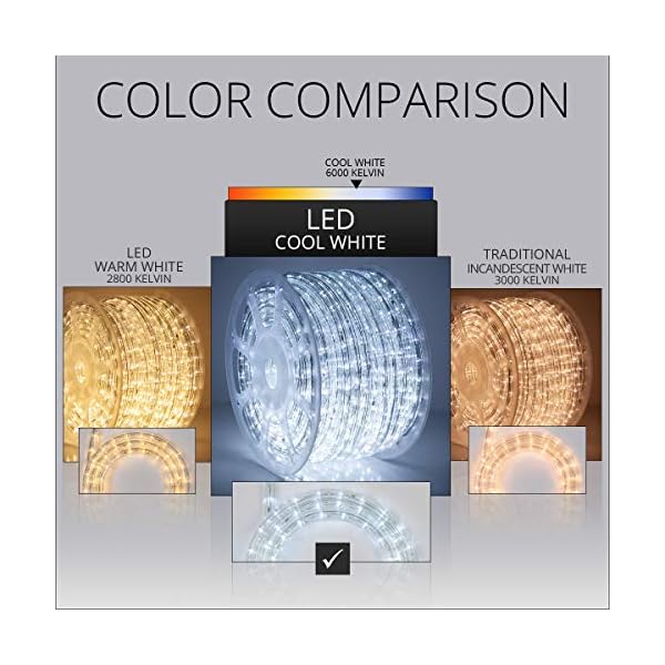 Wintergreen lighting led rope light, led flexible light rope string light outdoor – led light rope bedroom portable led light rope, 120v, ½ inch, 2-wire - image 8