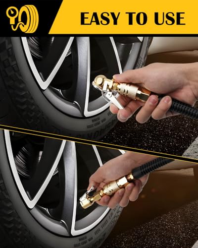 2-Pack Locking Air Chuck, 1/4" FNPT Closed Flow Clip On Air Chuck, Quick Connect, Pure Brass Tire Chucks