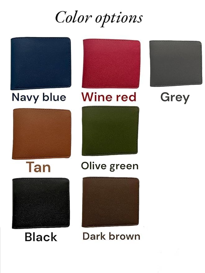 Image of Personalised Leather Wallet for Men | Bifold Men's Wallet Combo Set of 2 | Custom Name Engraved Wallet with Metal Charm | Slim Stylish Gift for Men