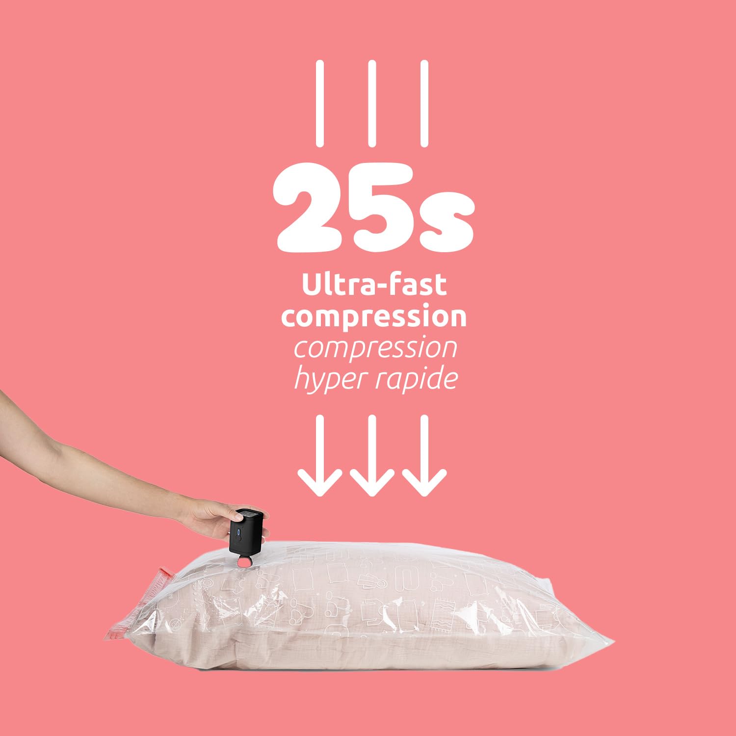 Compactor - Pompe électrique portable sans fil pour sacs de rangement sous vide - Recharge USB - Puissante - Design compact de voyage - Compatible sacs Compactor