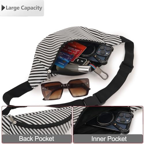 Image of Waist Bag for Man Woman - Anti Theft, Waterproof Zippers and Back Pocket - Large Travel Waist Pouch, Fanny Pack, Belt & Hip Bag for Men, Women for Hiking, Passport, Gym (Black) (Malti)