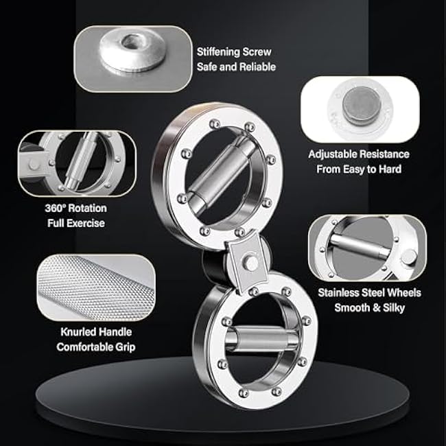 Rotating Burn Machine, Forearm Strength Trainer, 10 Pounds Rotating Arm Machine w/ 360 Degree Rotating Grips, Shoulder Workout Adjustable Resistance Spinning Burn Rotator Machine for Exercise