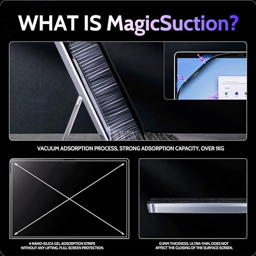 Image of Peslv Privacy Screen for 10.5 Inch Surface Go 4 /3 /2 /1, MagicSuction Removable Anti Spy Black Protector, Glare Blue Light Filter for Microsoft Laptop Computer Monitor