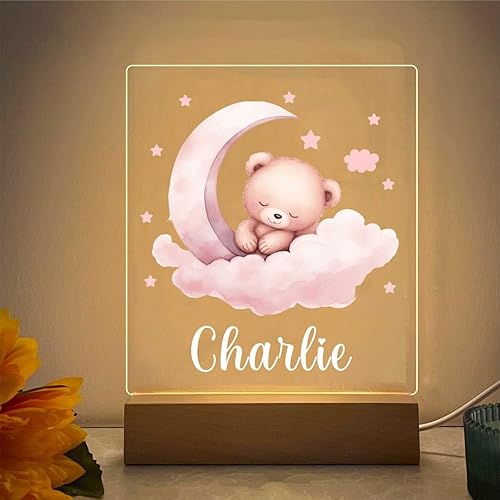 Custom Name Baby Night Light, Adorable Animal Pattern LED Nursery