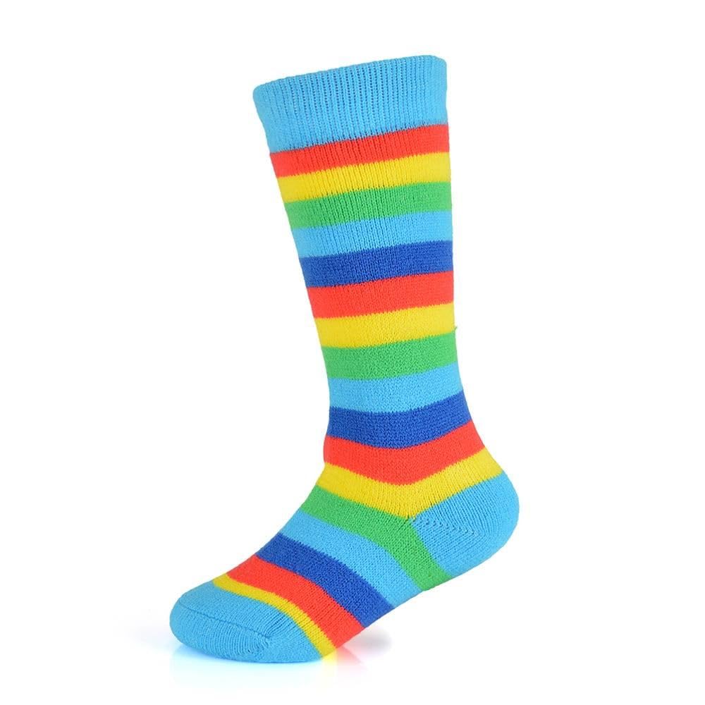 A2z 4 Kids Girls Aqua Multi Colourful Striped Socks Long Knitted Welly Wellington Socks - Socks Az138 11-14