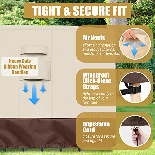 Simpelg Patio Furniture Covers, Outdoor Furniture Cover Waterproof, Outdoor Table And Chair Set Covers Heavy Duty 600D, Lawn Furniture Cover And Patio Dining Set Covers, Rectangular (130"X84"X28") #TOP4