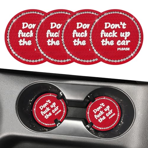 4 Posavasos Bling para Auto, 7x7 cm, Antideslizante, Rojo miniatura 1