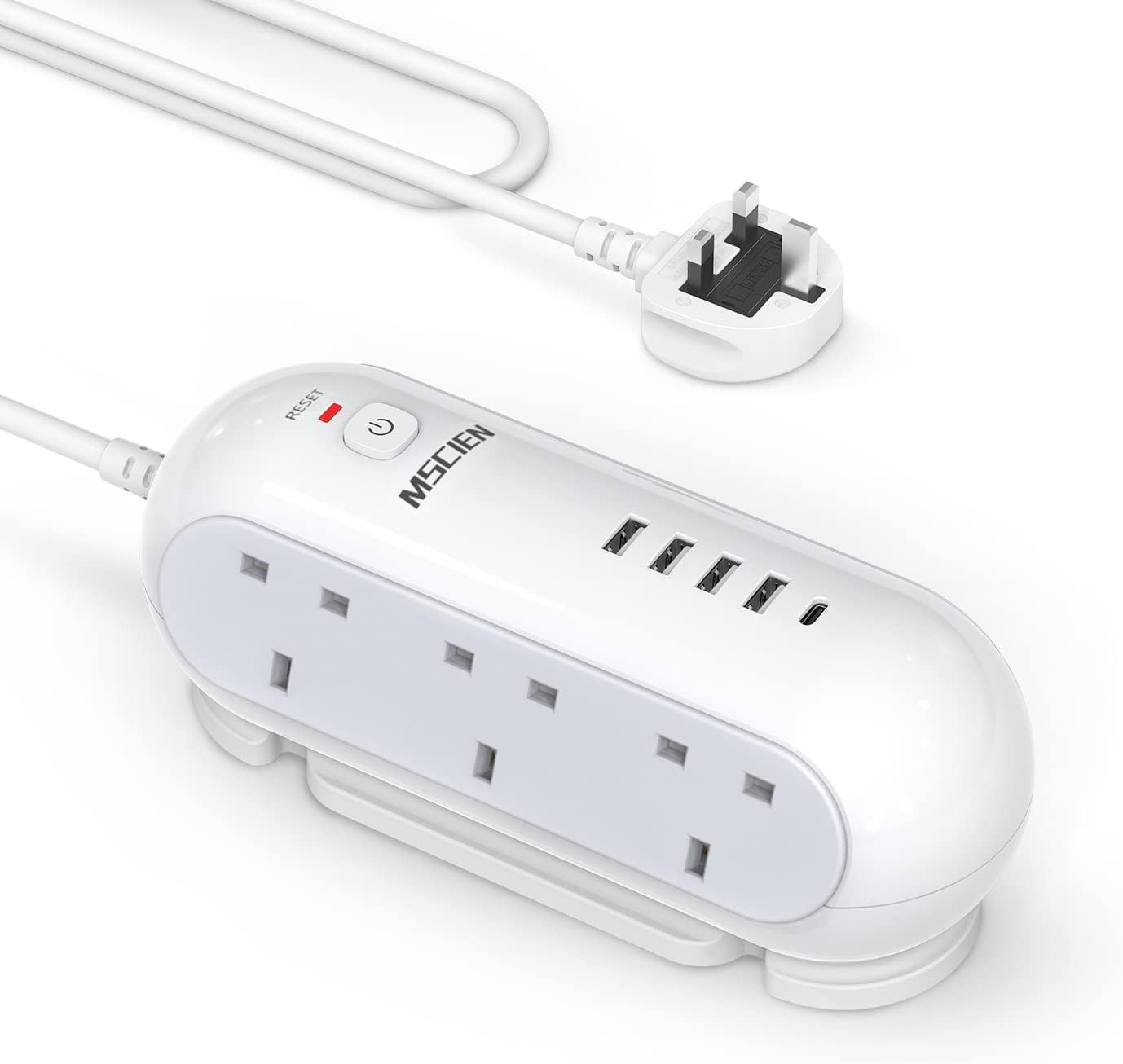 Mscien Extension Lead with USB Slots 3M,6 Gang Extension Lead 3M With 5 USB Ports,Power Strip Surge Protector,3250W Overload,Suitable for Office,Studio or Parlor