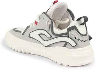 FAUSTO Men's Colorblocked Mid Top Chunky Lace Up Sneaker Shoes|Feather Lite Casual Shoes|Mid Ankle Sneaker Shoes