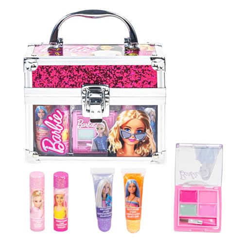 Barbie Kid Makeup Set in Mini Train Case Safe for Girl Ages 3+