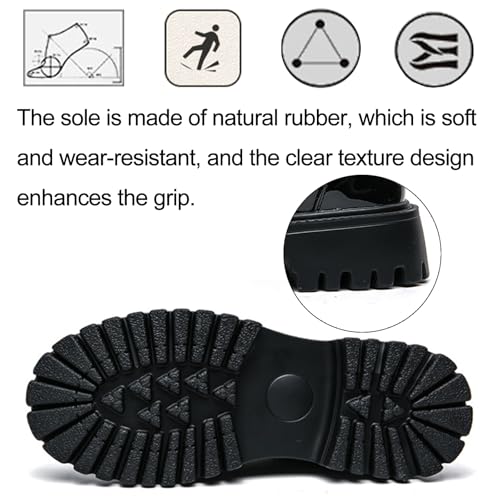 Men's Patent Leather Platform Block Heel Derby Shoes Fashion Studded Lug Sole Lace Up Oxford Shoes Casual Business Office Dress Shoes4