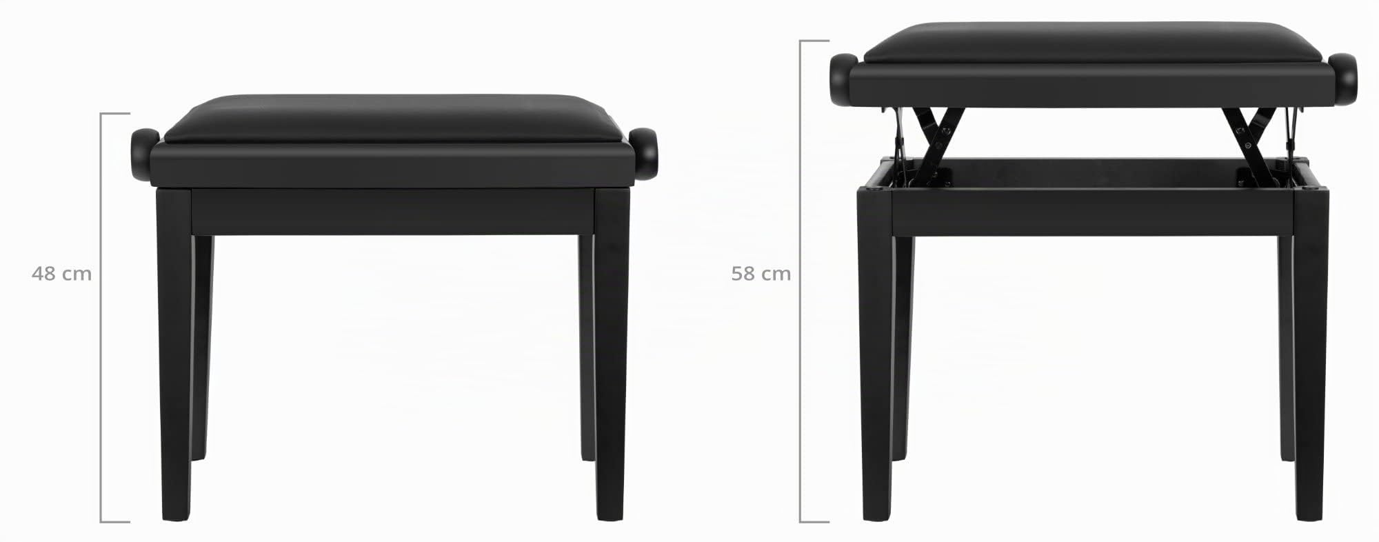 Classic Cantabile Banquette pour Piano Modèle A Noir Dépoli