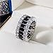 Charming 925 Silver Full Diamond Ring Shiny Black Onyx Ring Square Cut Cubic Zirconia Promise Rings CZ Black Gem Cocktail Rings Eternity Engagement Wedding Band Ring for Women F068 (9)