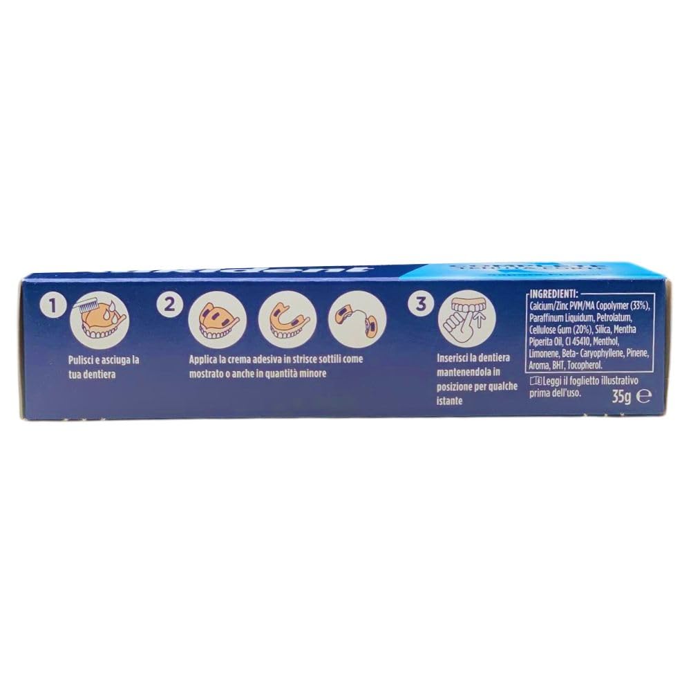 Crema Adesiva Per Dentiere Totali e Parziali, COMPLETE TENUTA FORTE. Sapore Fresco 35g (4 Confezioni)