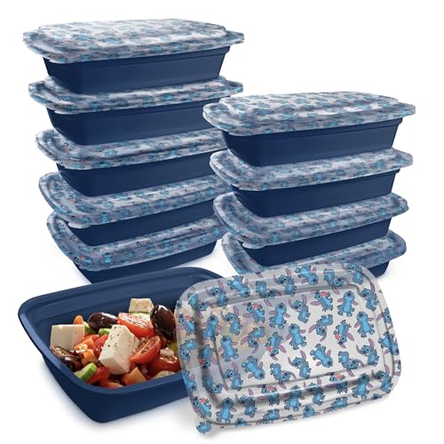 Image of Disney Stitch Meal Prep Containers, 20-Piece 33.8oz, Freezer Safe