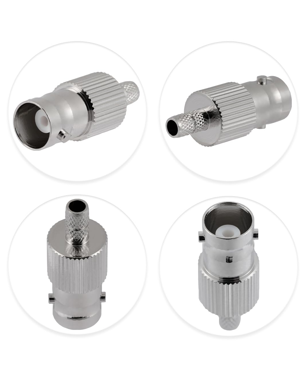 Vecys 10 PCS BNC Femmina Connettori 50 Ohm BNC Femmina Crimpare Connettore per RG58 RG142 RG400 VLMR195 RF Coassiale Cavo