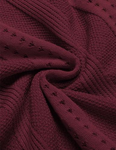 COOFANDY Men's Beach Button Up Shirt Short Sleeve Knit Shirts Fashion Summer Vacation Top Wine Red - Image 5