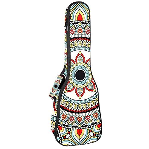 Housse ukulélé concert robuste pour voyager léger en festival avec style mandala