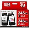 Pitooler for Canon Ink 245 246, Printer Ink for Canon PG-245XL 246XL Black Color, for Canon TS3420 Ink Cartridges, Fit for Pixma TS3400 MX492 TR4520 TS3120 TR4500 MG2920 MG2520 MG2525 Printer