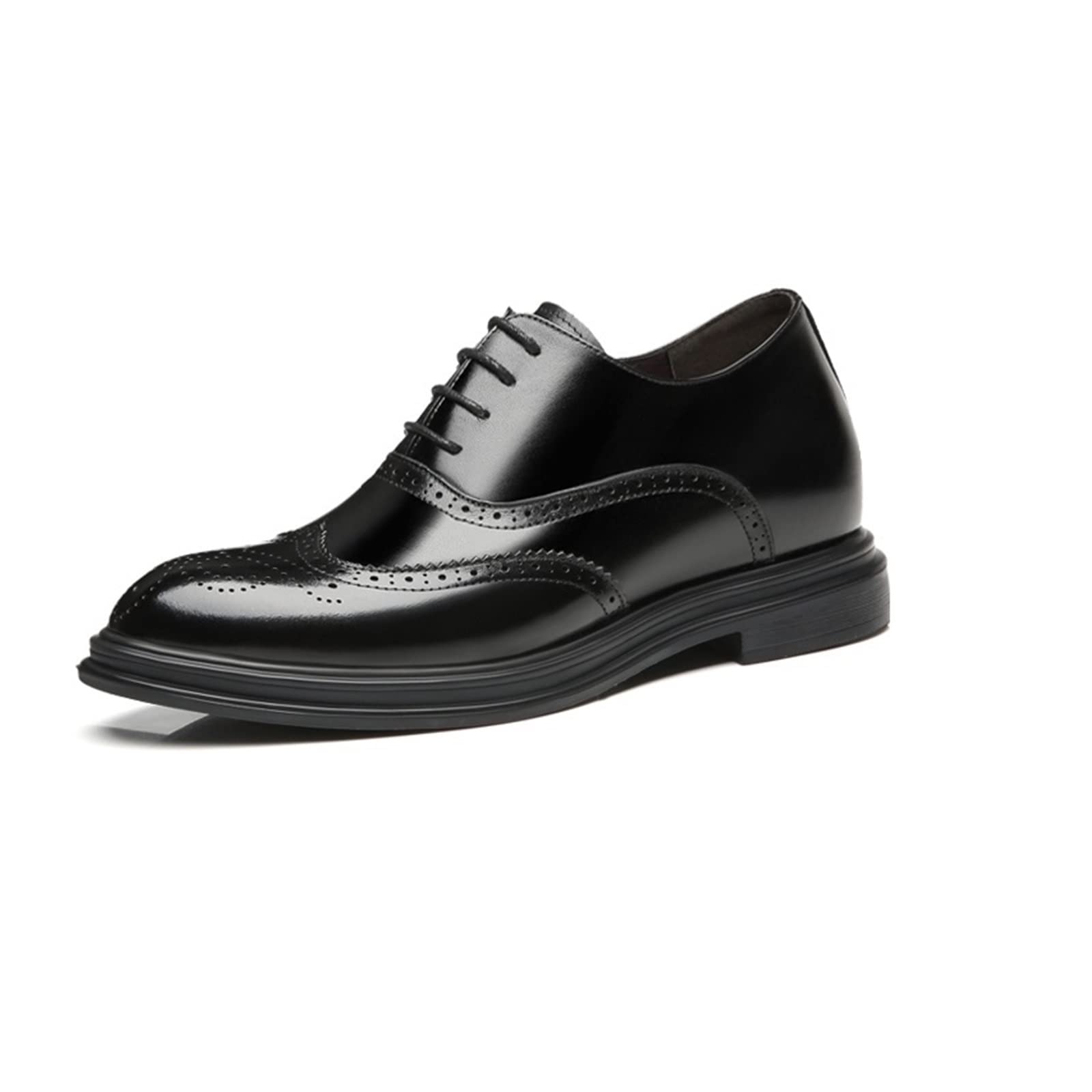 ETZRYSYB Mens leather shoes Platform High Heel Height Increase Casual Men Brogue Genuine Leather Shoes Man Oxford Dress Shoes Elevator Formal Shoes(5.5 UK)