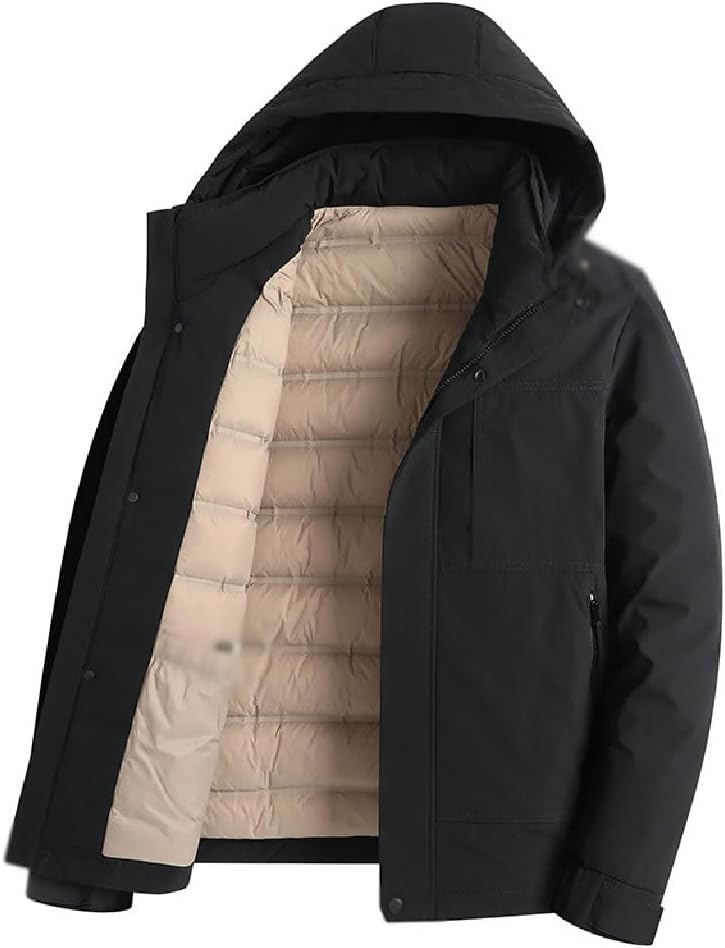 Hooded Dad's Men's Mid-length Down Jacket Winter Warmth