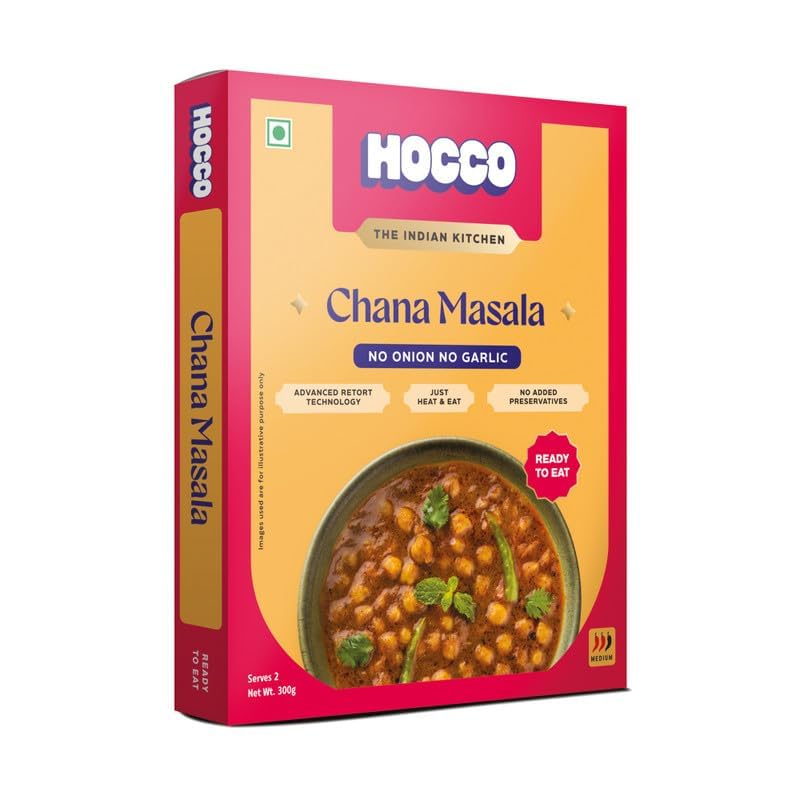 Image of Hocco Chana Masala Ready To Eat | Just Heat And Eat | Pure Veg Indian Food | No Added Preservative & Colours | Meal Ready In 5 Minutes | Microwave-Able Serves 2 300gm (Pack of 2)