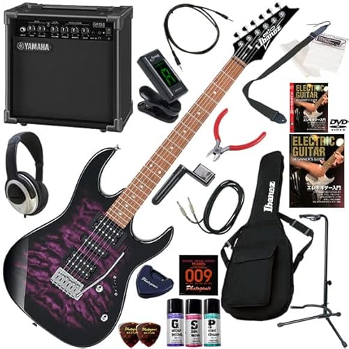 アイバニーズ エレキギター初心者入門 GA15IIが入ってる20点セット GRX70QA/TVT(トランスペアレントバイオレットバースト)
