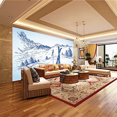ZCFGG 3D-print zelfklevende niet-geweven foto muur kunst muurschildering Wit kunst sneeuwberg 400 x 280cm woonkamer… - Afbeelding 3