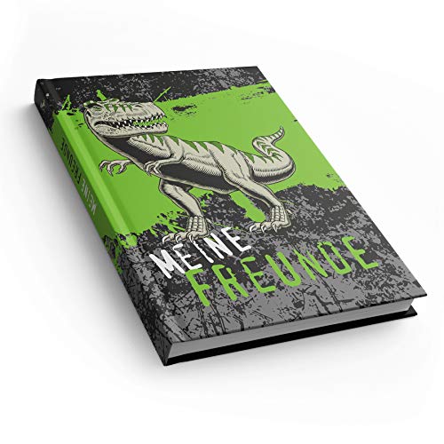 Preisvergleich Produktbild itenga Freundebuch T-Rex Notizbuch Freundschaftsbuch Lesezeichen Meine Freunde DIN A5