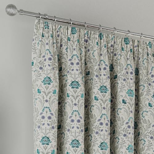 Enhanced Living Cotswold Premium Floral Blue 100% Blackout Curtains for Bedroom & Living Room - 90x72 inch (229x183 cm) - Tape Top Curtains with Textured Linen Feel - 2 x Curtain Panels - Image 2