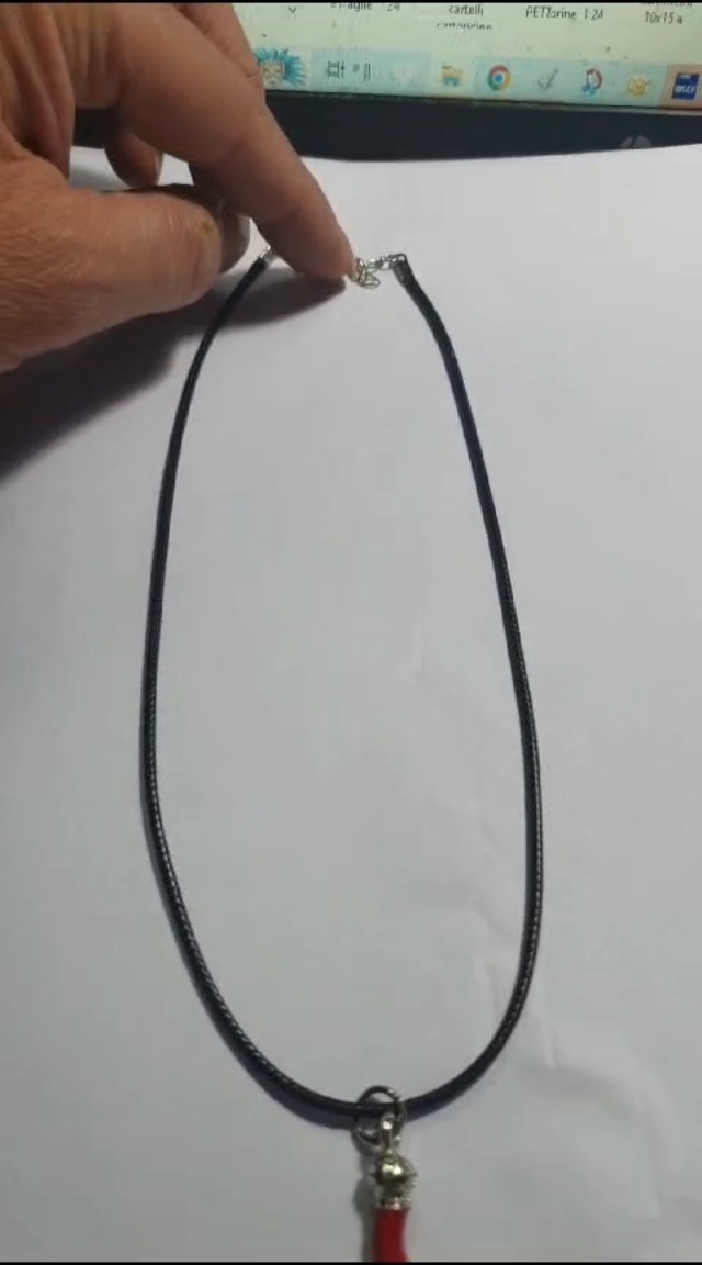 1 COLLANA corda laccio regolabile 40 45 cm circa con corno 2,5mm horn