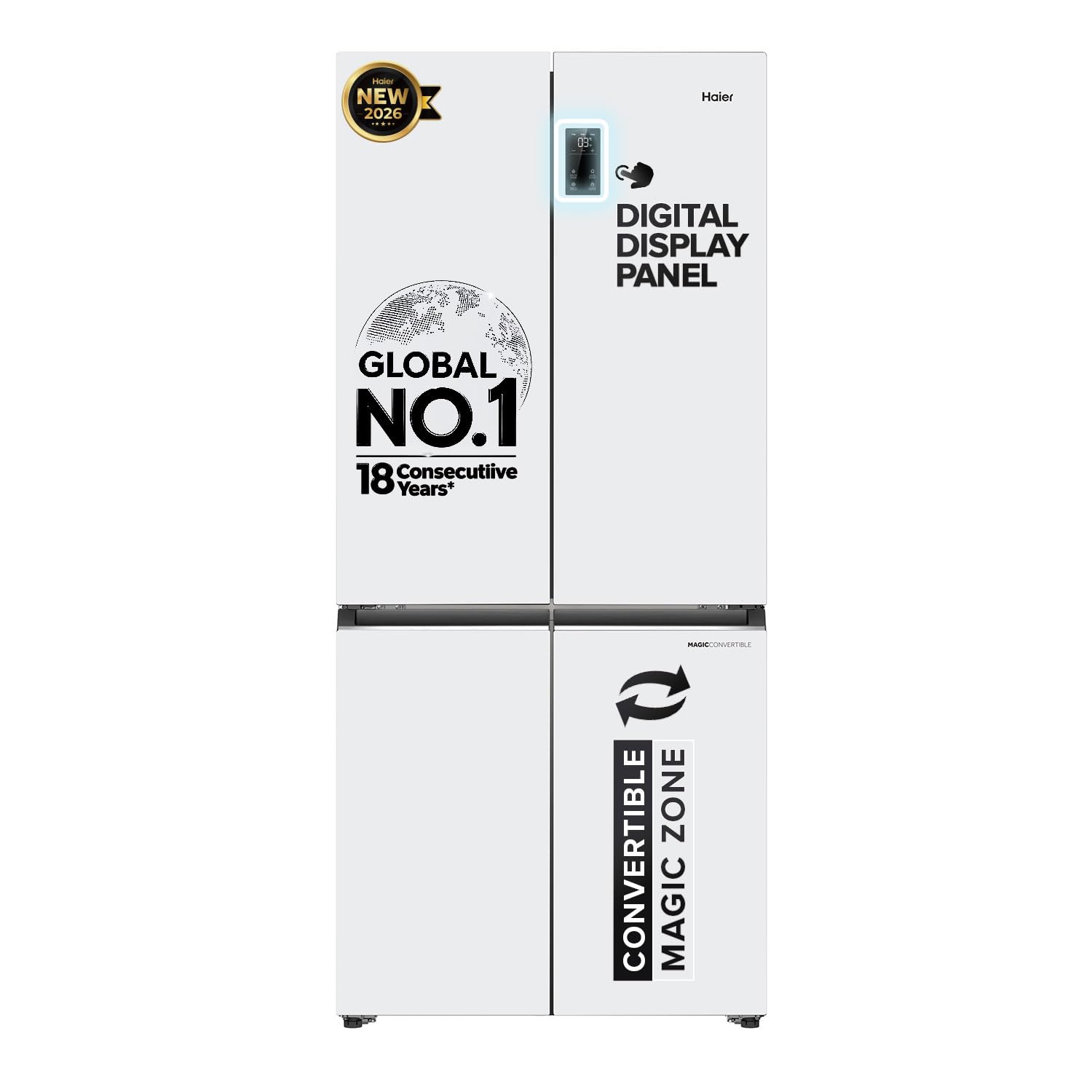 Haier 520 L 3 Star Lumiere Frost Free Triple Inverter French Door Side by Side Refrigerator (HRB-600PW, Pearl White, Magic Convertible Zone, Vogue Colourful Steel, Deo Fresh Technology, 2026 Model)