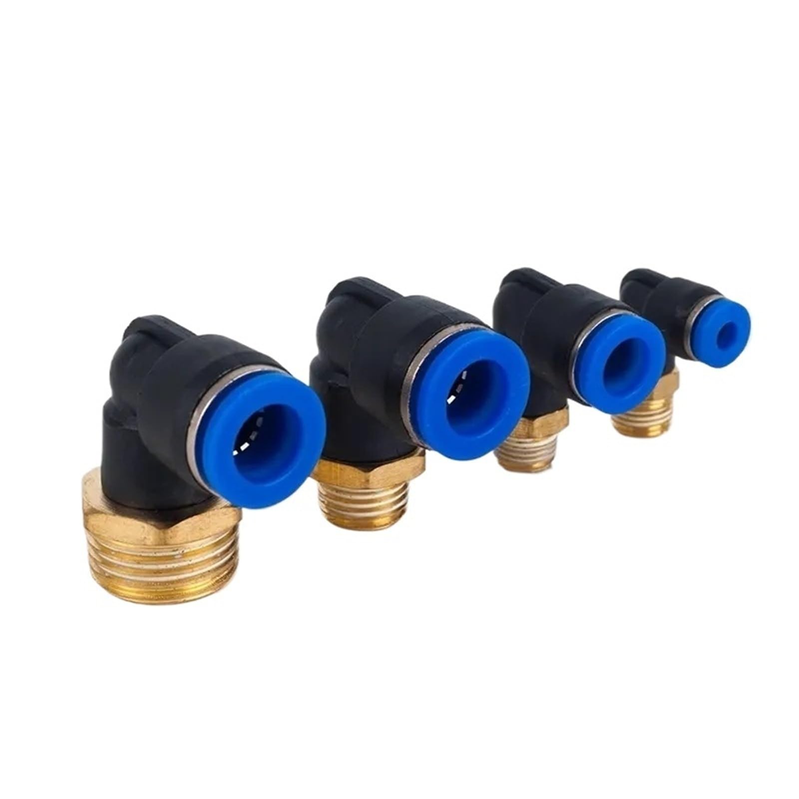 Conector neumático PL 12mm con rosca de 3/8 para mangueras codo de 90 grados 5 piezas
