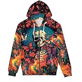 Photo Gallery enlachic felpa con cappuccio da uomo e donna, con cerniera e stampa 3d, a maniche lunghe, con coulisse, fiore farfalla teschio, large Photo Gallery enlachic felpa con cappuccio da uomo e donna, con cerniera e stampa 3d, a maniche lunghe, con coulisse, fiore farfalla teschio, large