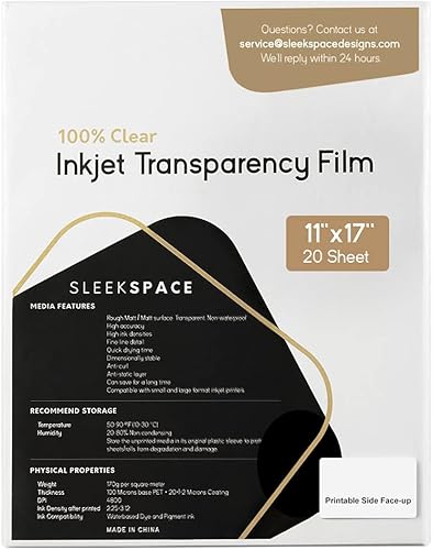 Miniatura 9 de Película transparente para impresoras de inyección de tinta, 100% transparente, no impermeable, anti-rizo, alta densidad de tinta, tinta de secado